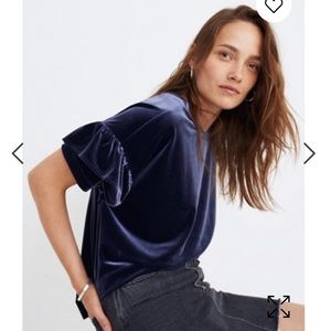 Velvet Blue ruffle sleeve top